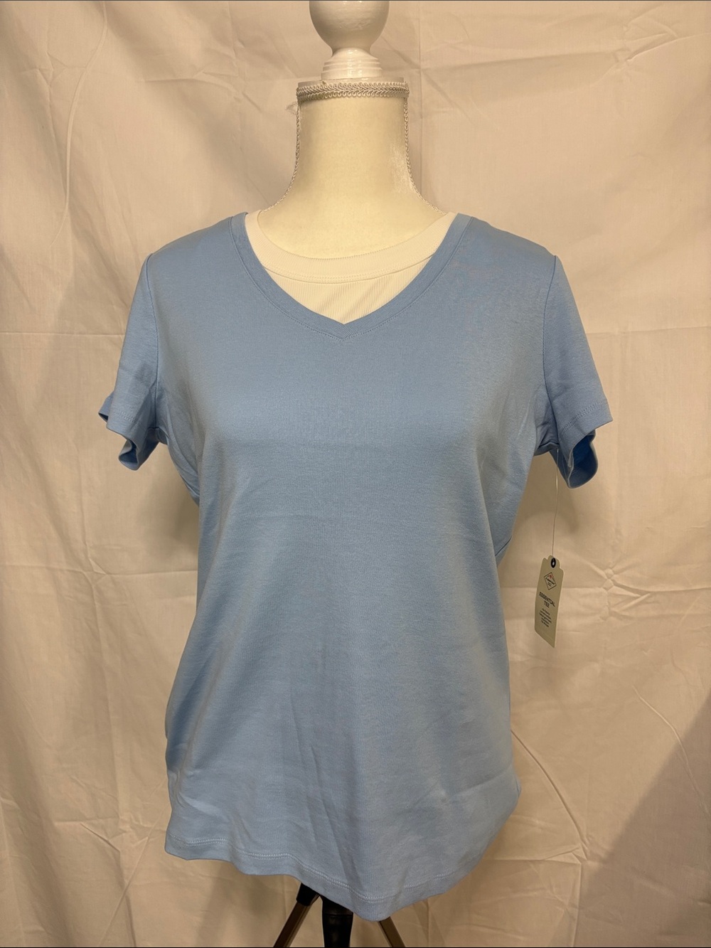 St. John's Bay Light Blue V-Neck Short Sleeve Tee